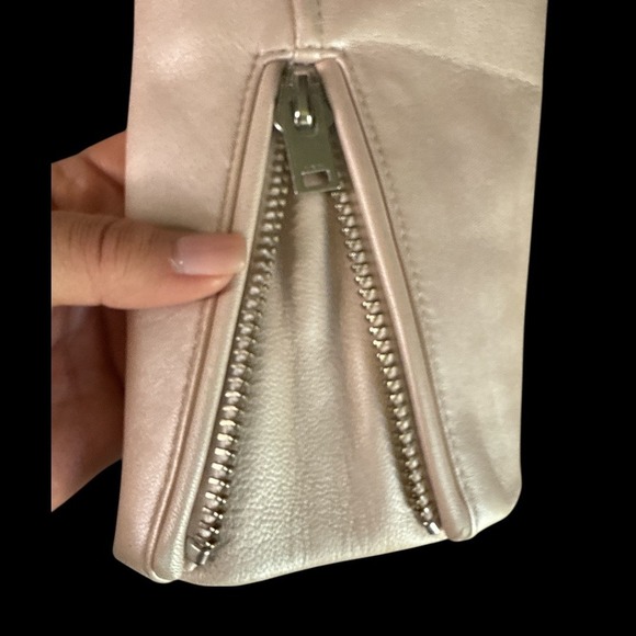 IRO Pink Pearl 100% Lamb Leather Moto Jacket Womens Size 38 EU Size 6 US - Picture 5 of 10